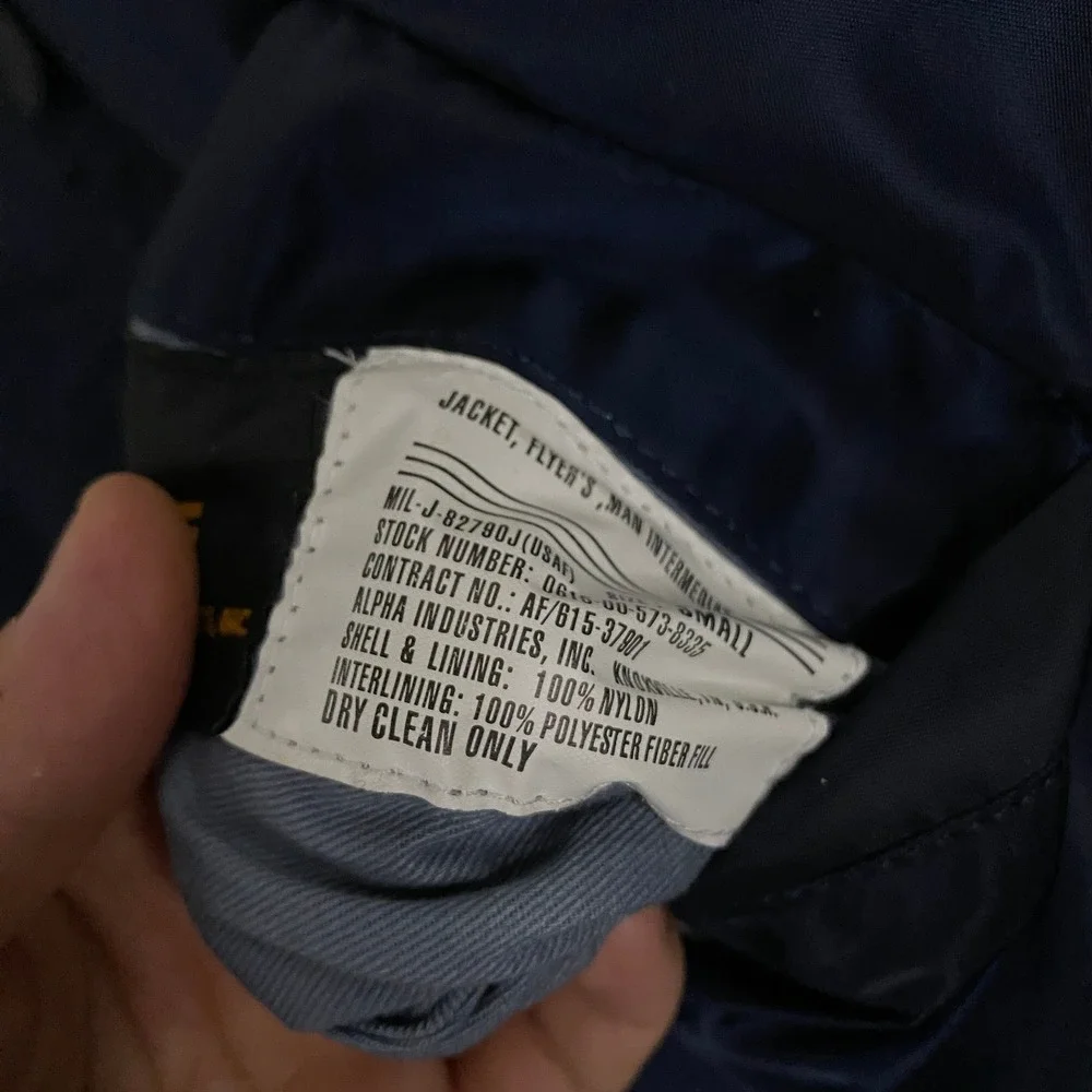 Alpha Industries MA-1 Intermediate Flyers Jacket sz Small Navy Reversible Bomber